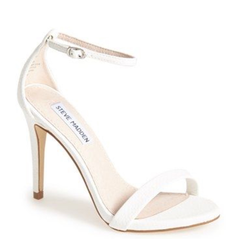 STEVE MADDEN Stecy White Snakeskin Heels/Sandals
